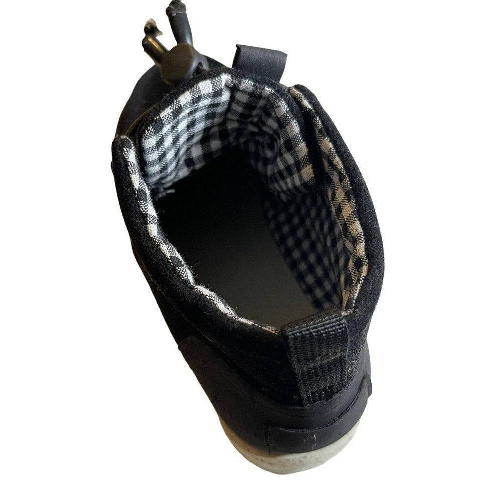 Boutique womens mid top casual shoes boots Sz 8 upper faux leather black gingham - Picture 4 of 5